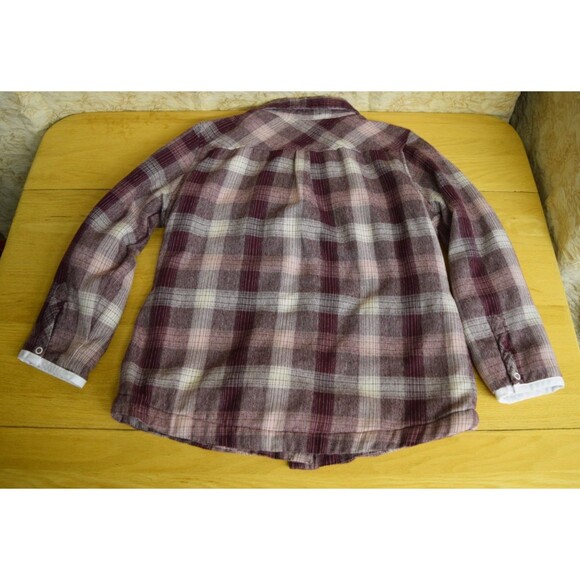 Swiss Alps Thick Lined Chore Coat Shacket Womens Sz Sm Fig Purple Plaid Cottage - Picture 8 of 8